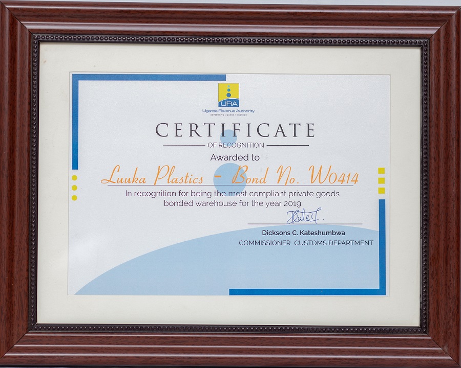 URA Certificate to Luuka 2019